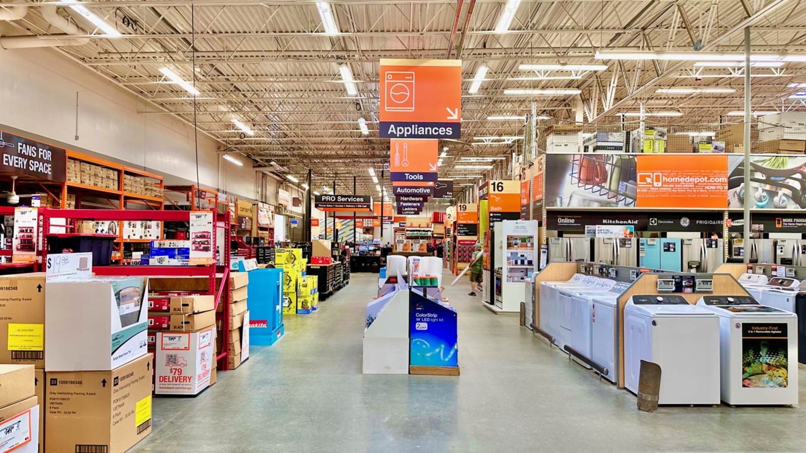 Home Depot's sales rose 5.7% while its comparable sales rose 1.7% — the gap is acquisitions, because the housing market is 'frozen'
